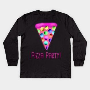 Pizza Party! (Pink) Kids Long Sleeve T-Shirt